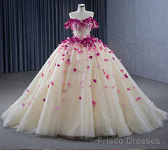 Romantic Heart  Off-the-Shoulder Tulle Quinceaera Dress