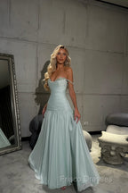 Romantic Off-The-Shoulder Chiffon Sleeveless Prom Dresses Beads Pleats With Zipper