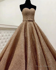 Rose Gold Quinceanera Dresses Sweetheart Sequin Ball Gown