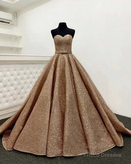 Rose Gold Quinceanera Dresses Sweetheart Sequin Ball Gown