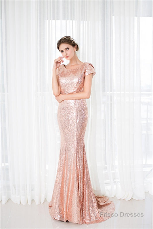 Rose Gold Sequin Mermaid Prom Dresses Main image