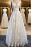 Round Neck Gray Lace Formal Prom Dresses with Corset Back, Gray Lace Formal Evening Bridesmaid Dresses