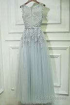 Round Neck Lace Formal Prom Dresses, Lace Formal Evening Dresses