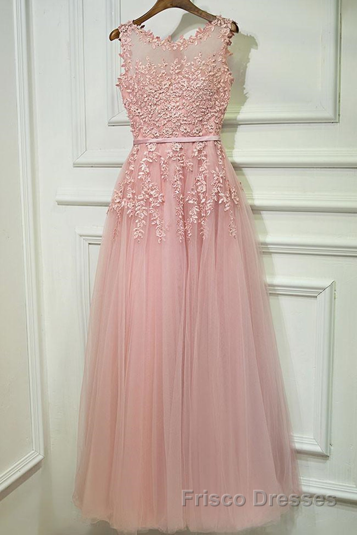Round Neck Lace Formal Prom Dresses, Lace Formal Evening Dresses