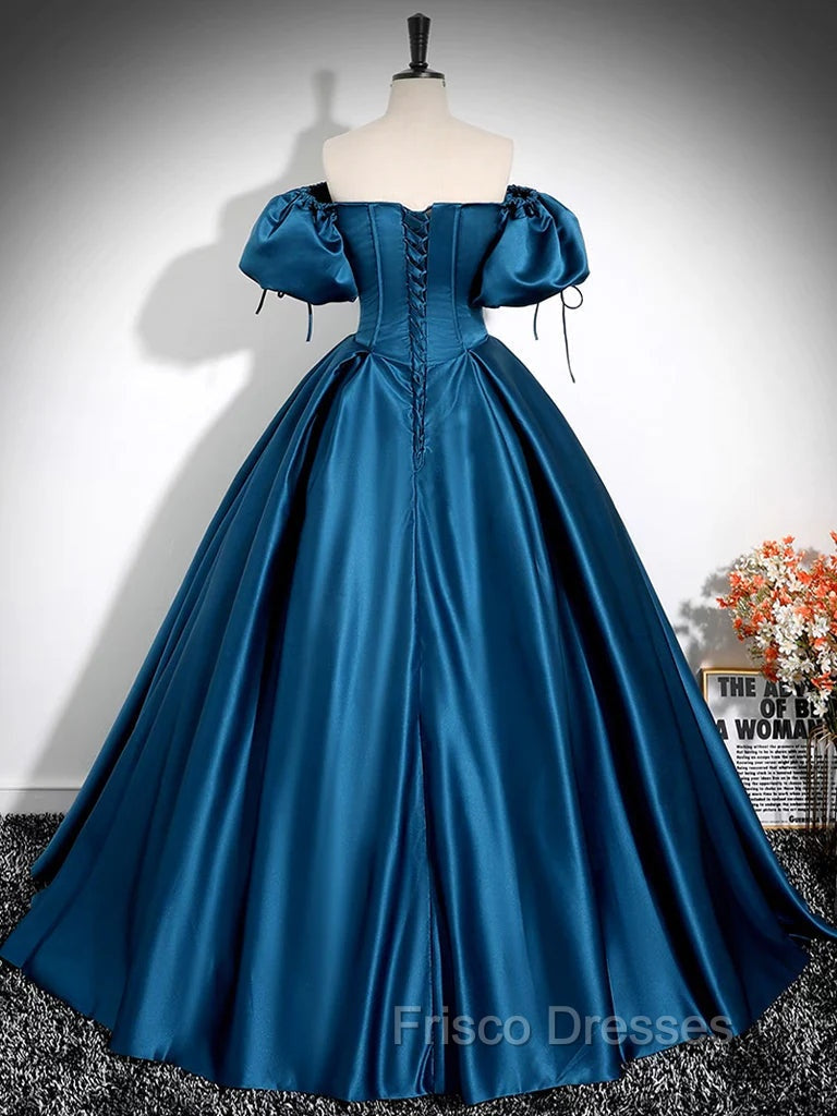 Royal Blue A-Line Formal Prom Dress Off The Shoulder Pleated Dress Secondary image