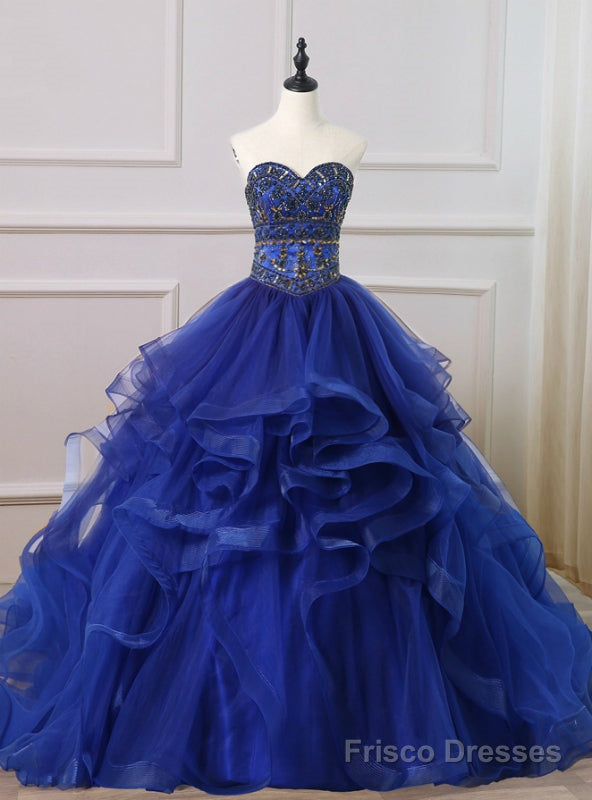 Royal Blue Ball Gown Tulle Sweetheart Crystal Beading Quinceanera Dress Main image
