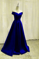 Royal Blue Bridesmaid Dresses Satin Off The Shoulder