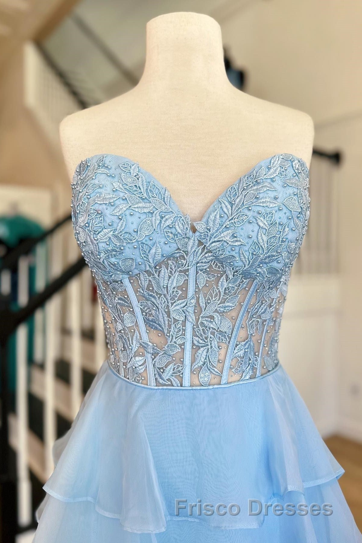 Royal Blue Chiffon Sweetheart Ruffle Tiered Long Formal Prom Dress Secondary image