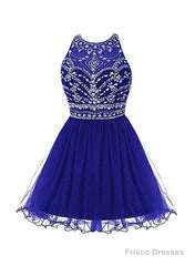 Royal Blue Homecoming Dress , Tulle Beaded Party Dress, Cute Party Dress