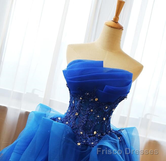 Royal Blue Knee Length Party Dress with Applique, Short Prom Dress Frisco Dresses Royal Blue Knee Length Party Dress with Applique, Short Prom Dress Frisco Dresses