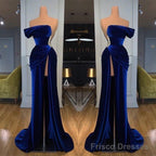 Royal Blue Off-the-shoulder Long Prom Evening Dress with Split