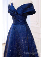 Royal Blue Off The Shoulder V-Neck Long Formal Prom Dress Formal Dress,
