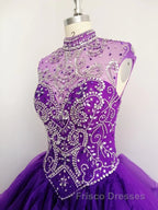Royal Blue Organza High Neck Quinceanera Dress Burgundy Formal Prom Dress