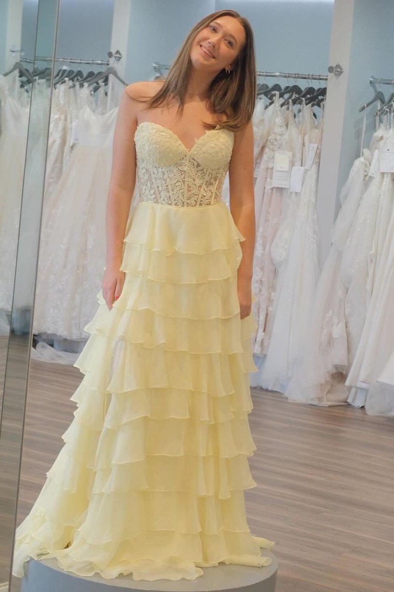 Royal Blue Prom Dress Chiffon Sweetheart Ruffle Tiered Long Prom Dress