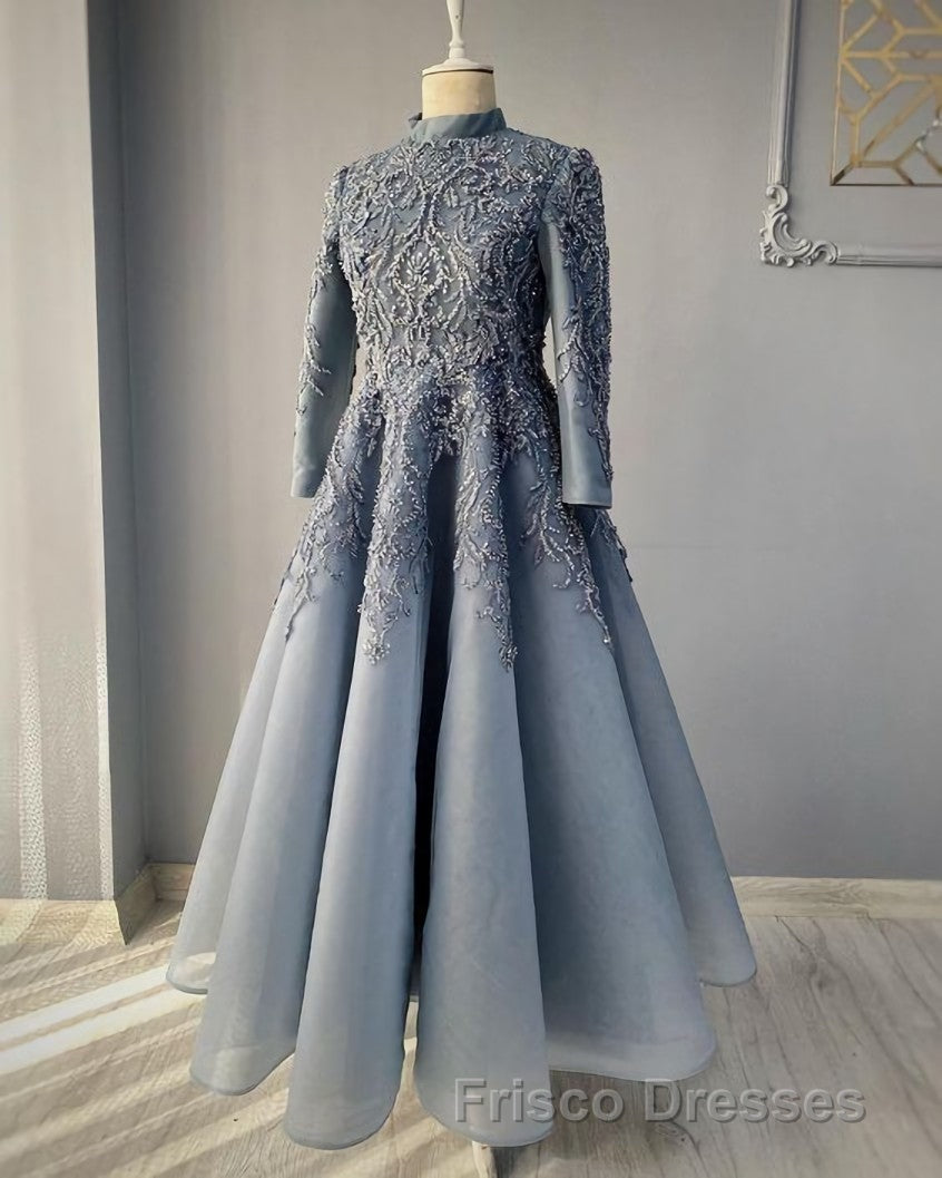 Royal blue Formal Prom Dress lace Beaded evening Dress,Wedding Party Dress Secondary image