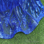 Royal Blue Prom Dresses Sequins V Neck Mermaid Women Evening Dresses Sleeveless