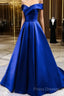 Royal Blue Satin A-Line Long Party Dress, Simple Long Formal Prom Dress Formal Dress