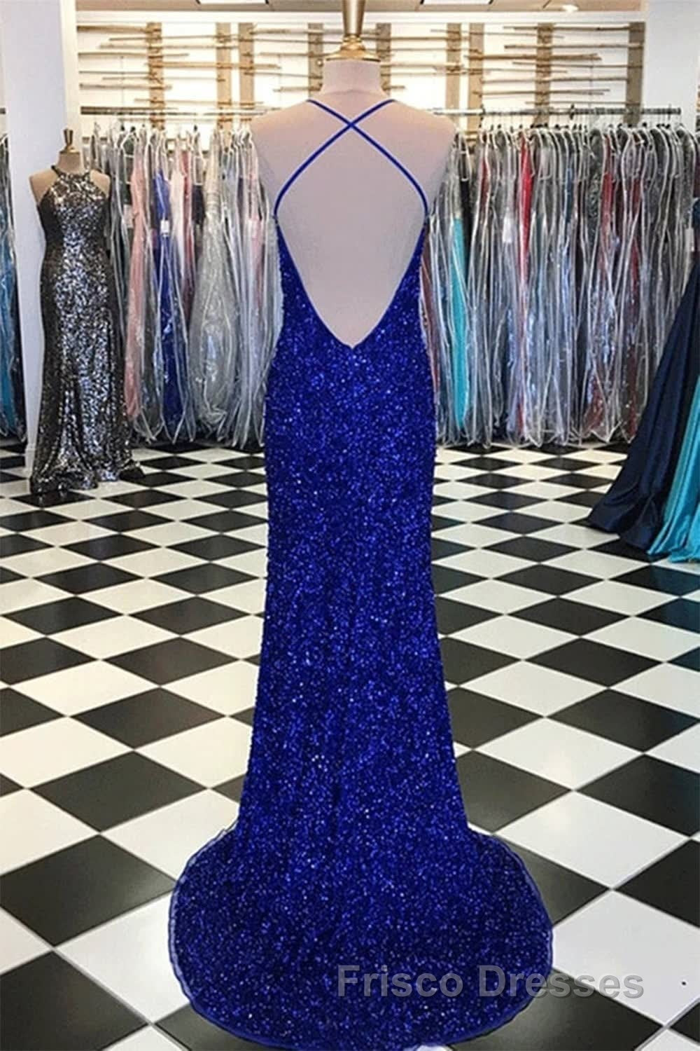 Royal Blue Sequin Mermaid Formal Prom Dress
