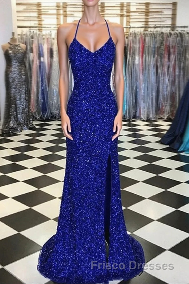 Royal Blue Sequin Mermaid Formal Prom Dress Main image