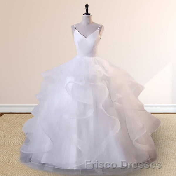 Royal Blue Spaghetti Strap Quinceanera Dress V-neck with Ruffles