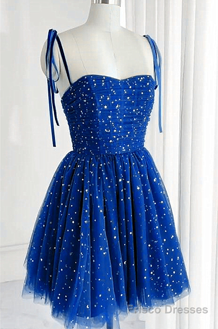 Royal Blue Sparkle Tulle Sweetheart Short Formal Dress, Blue Short Homecoming Dress Secondary image