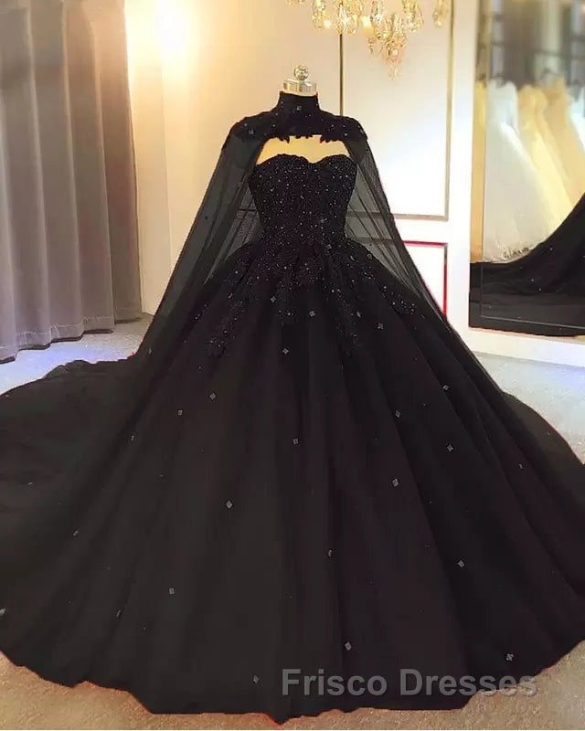 Royal Blue Tulle Ball Gown Formal Prom Dress With Cape