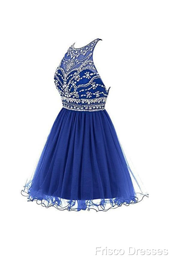 Royal Bule Tulle Homecoming Dress Short Formal Prom Gowns