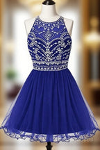 Royal Bule Tulle Homecoming Dress Short Formal Prom Gowns