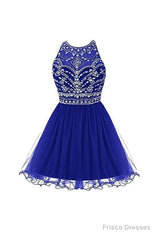 Royal Bule Tulle Homecoming Dresses  Short Prom Gowns