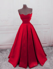 Ruched Satin Strapless Ball Gown Floor Length Dresses
