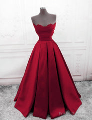 Ruched Satin Strapless Ball Gown Floor Length Dresses
