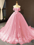 Princess Quinceanera Dress Off The Shoulder Applique Sweet 16 Party Formal Prom Gowns