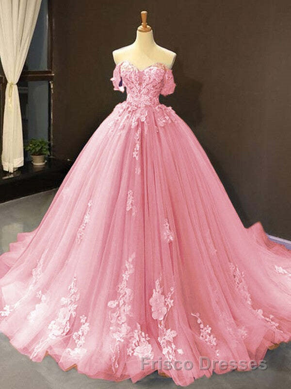 Princess Quinceanera Dress Off The Shoulder Applique Sweet 16 Party Formal Prom Gowns