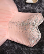 Pink A Line Sweetheart Neck Short Formal Prom Dress, Homecoming Dress