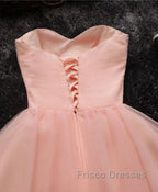Pink A Line Sweetheart Neck Short Formal Prom Dress, Homecoming Dress