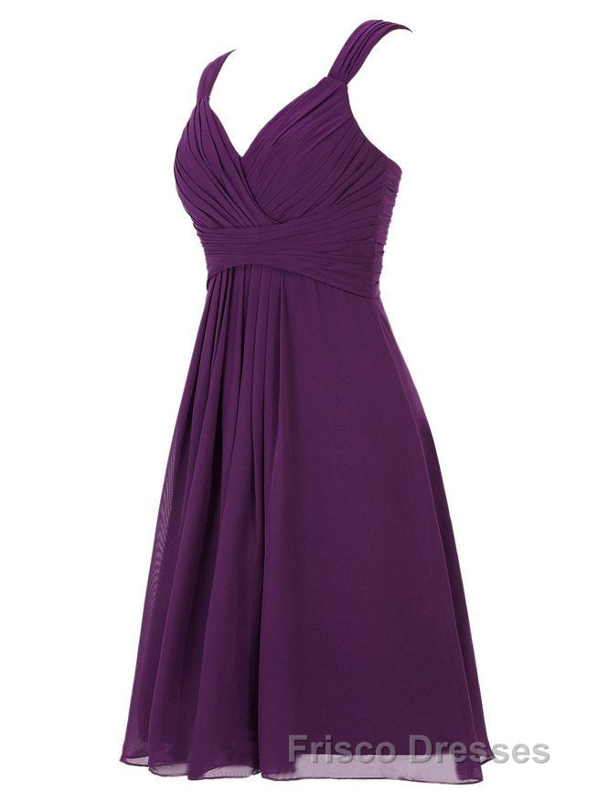 Simple A-line V Neck Short Chiffon Grey Bridesmaid Dress Secondary image