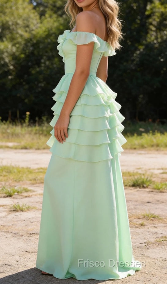 Sage Green Bridesmaid Dress Corset Ruffled Long Bridesmaid Dress