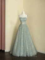Sage Green Prom Dress A line Tulle Long Prom Dress