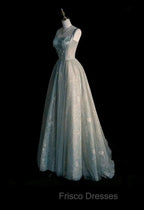 Sage Green Prom Dress A line Tulle Long Prom Dress