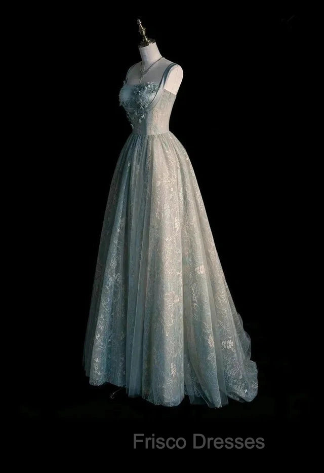 Sage Green Prom Dress A line Tulle Long Prom Dress