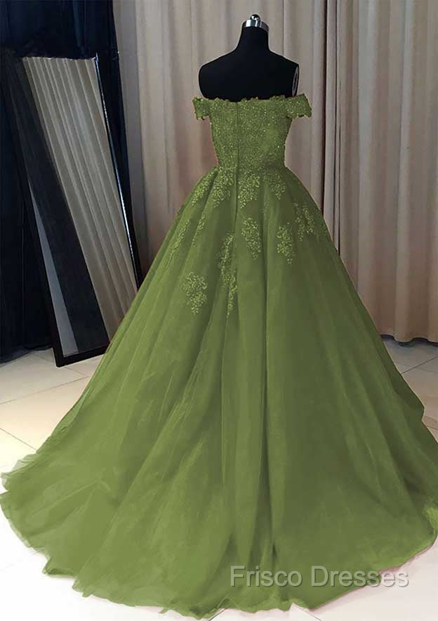 Sage Green Quinceanera Dress Off The Shoulder Lace Beaded Formal Gowns