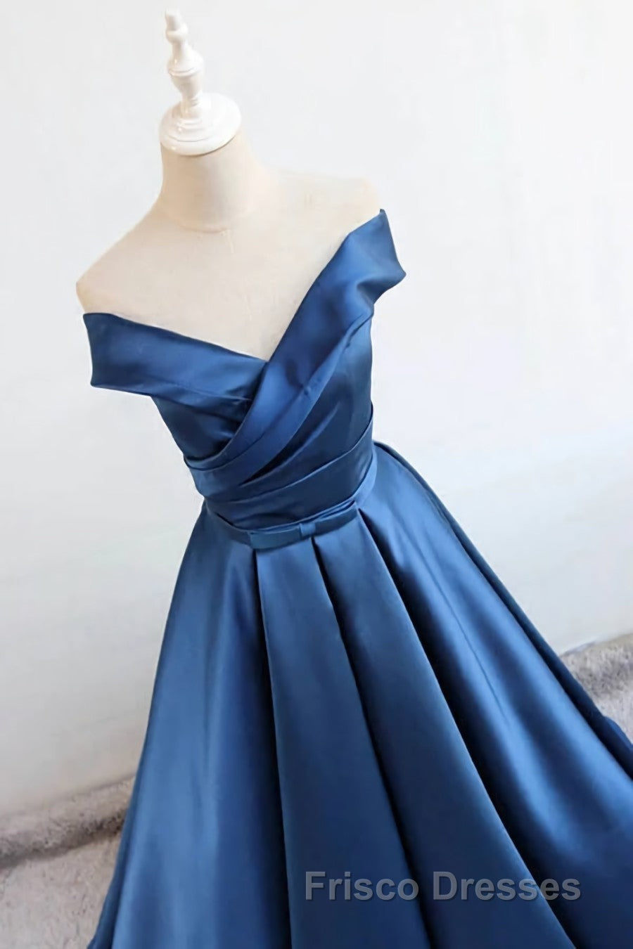 Satin A-line Off-the-Shoulder Evening Dress,Elegant  Long Formal Prom Dress,Graduation Dress
