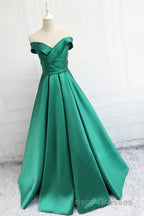 Satin A-line Off-the-Shoulder Evening Dress,Elegant  Long Formal Prom Dress,Graduation Dress