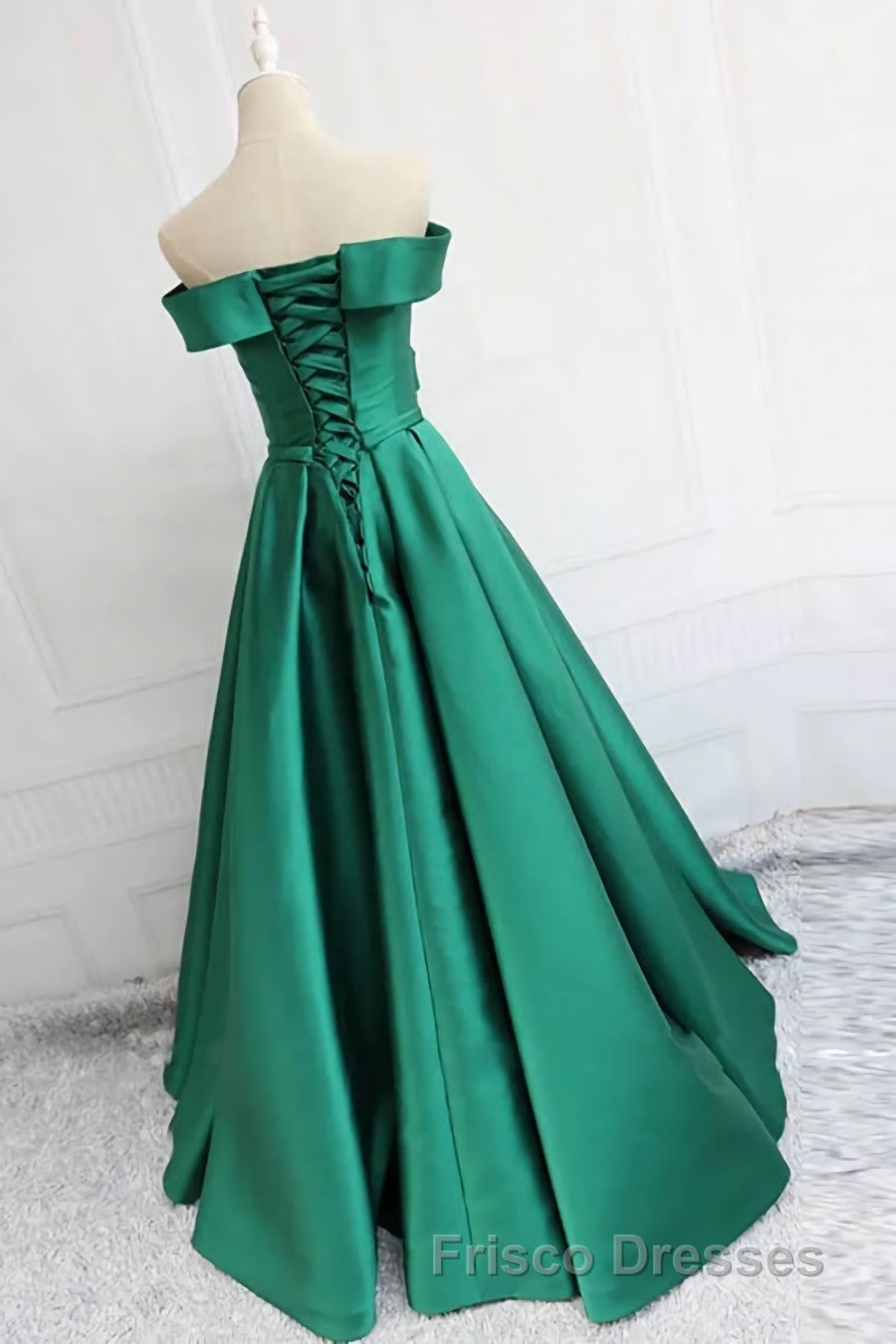 Satin A-line Off-the-Shoulder Evening Dress,Elegant  Long Formal Prom Dress,Graduation Dress
