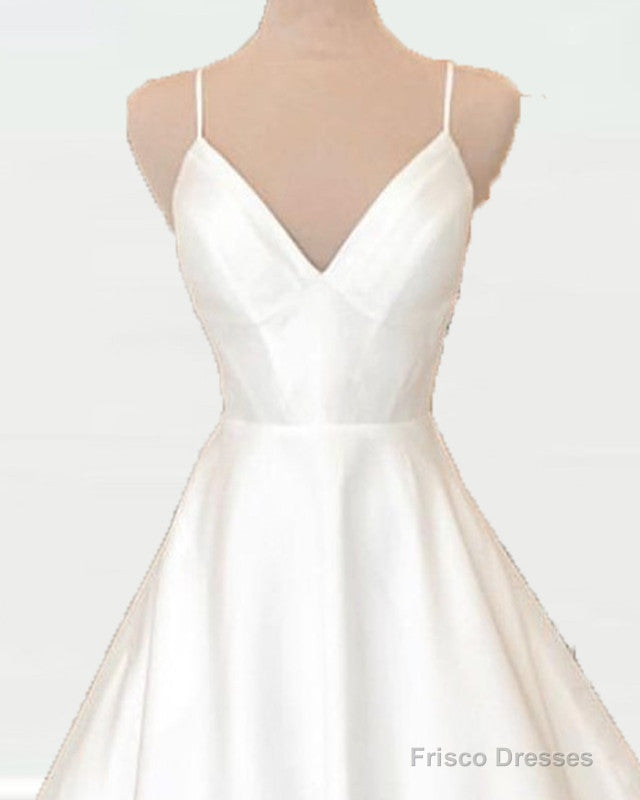 Satin A-Line Wedding Dresses V Neck Secondary image
