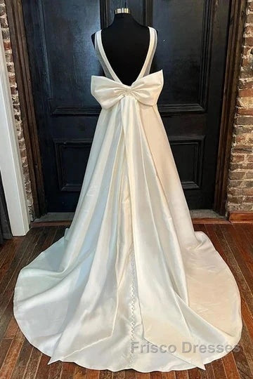 Satin Crew Neck Bow-Back A-Line Wedding Dress Secondary image