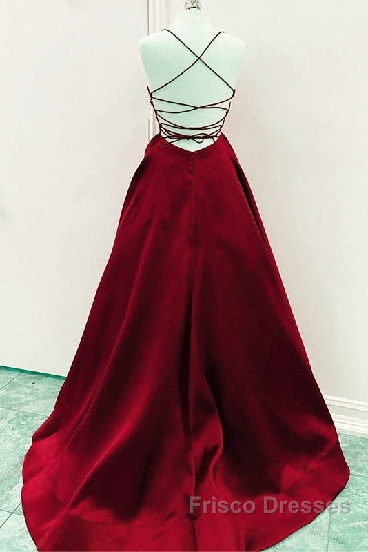 Satin Empire Formal Prom Dress Lace Up Back