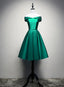 Satin Off-the-Shoulder Short Prom Dresses, Green Homecoming Dresses
