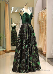 Satin Spaghetti Straps  Fleece & Embroidery Evening Dress