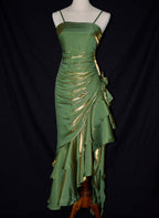 Satin Chic Style High Low Straps Party Dress, High Low Prom Dress Evening Dress